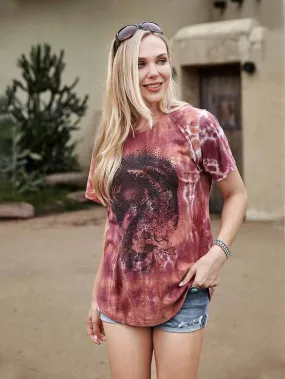 Delila Women Tie-dye Horse and Skull Tee