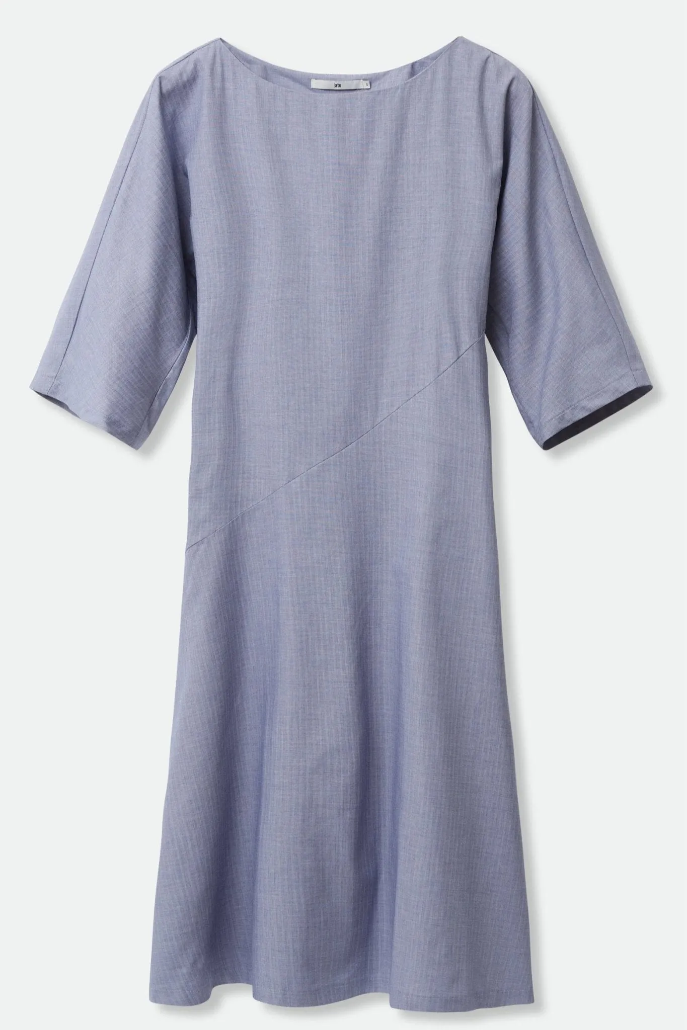 DELLA BATEAU NECK ELBOW SLEEVE DRESS IN STRETCH ITALIAN COTTON