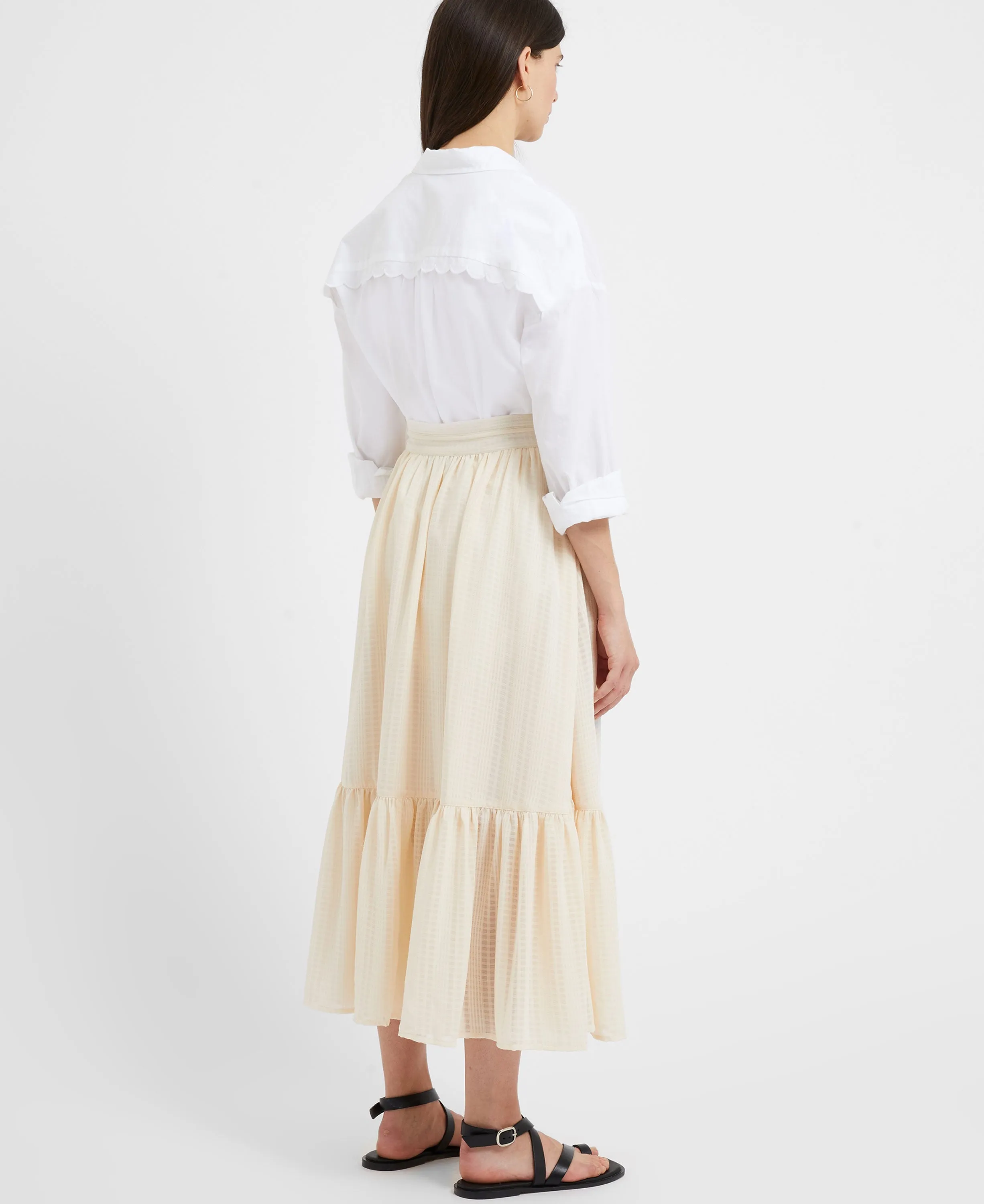 Desert Check Tiered Skirt - Ecru