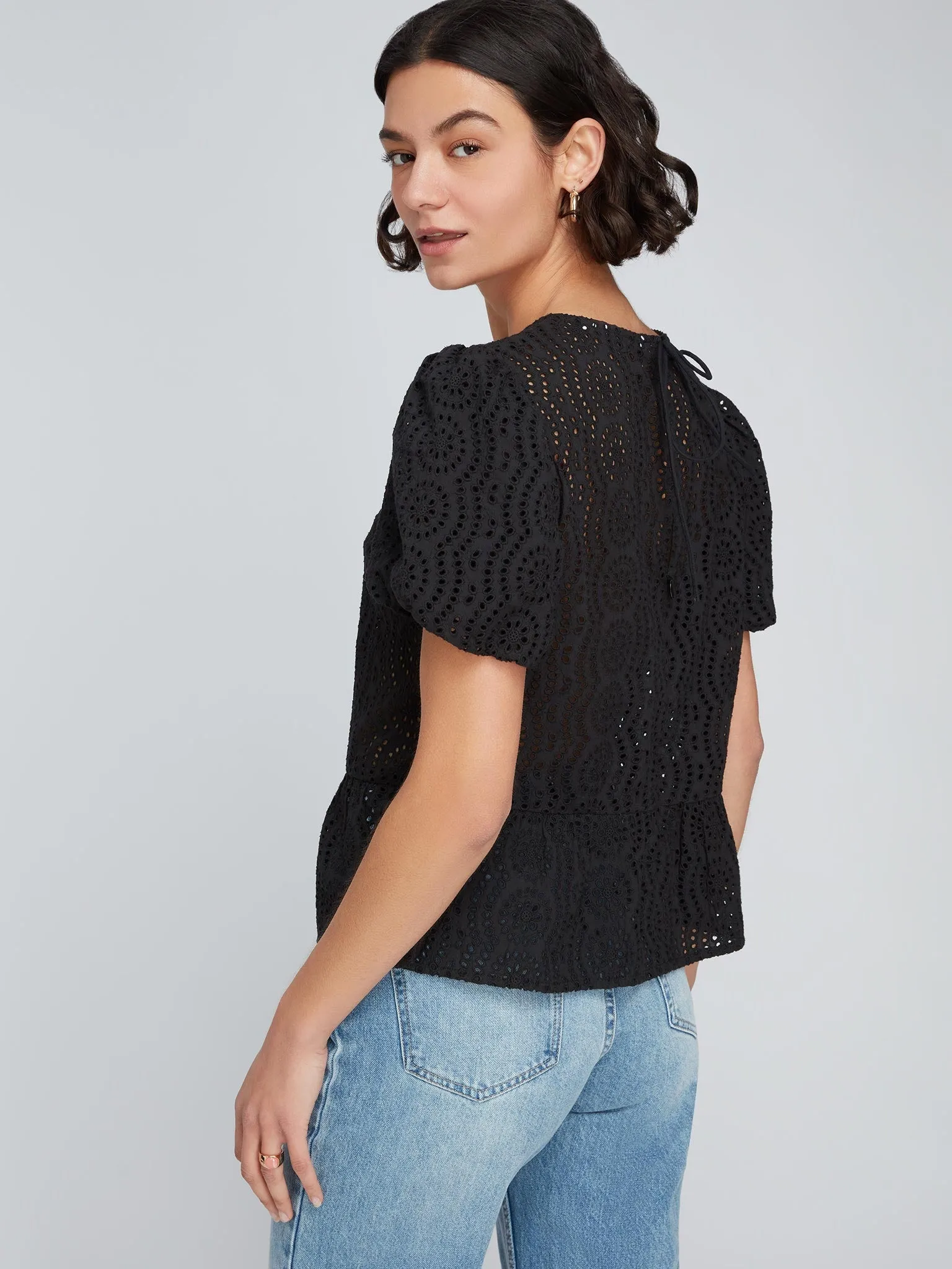 Dorothea Broderie Top in Black