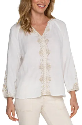 EMBROIDERED DOUBLE LAYERED GAUZE TOP