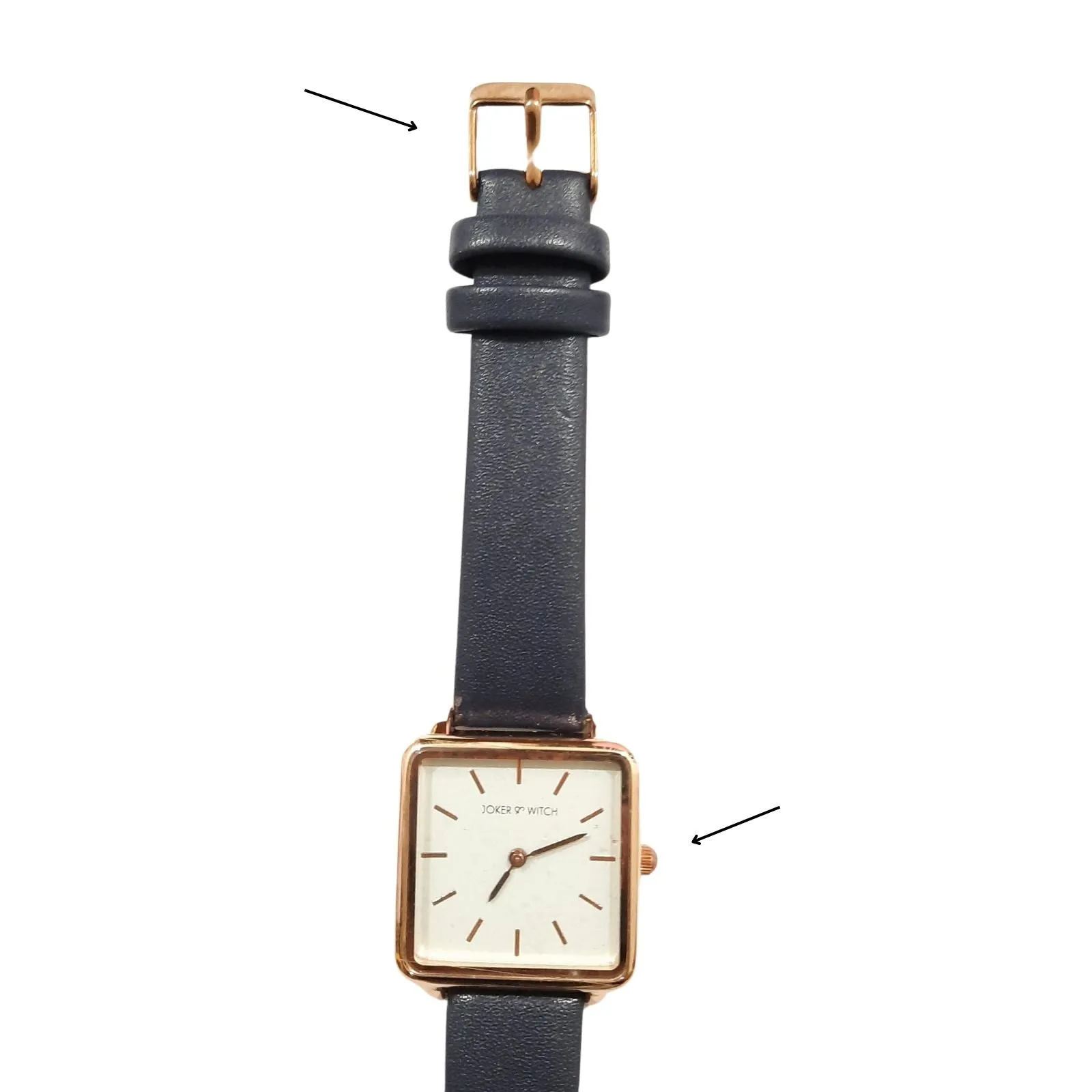 Emily Square White Dial Rosegold & Blue Strap Watch SAMPLE