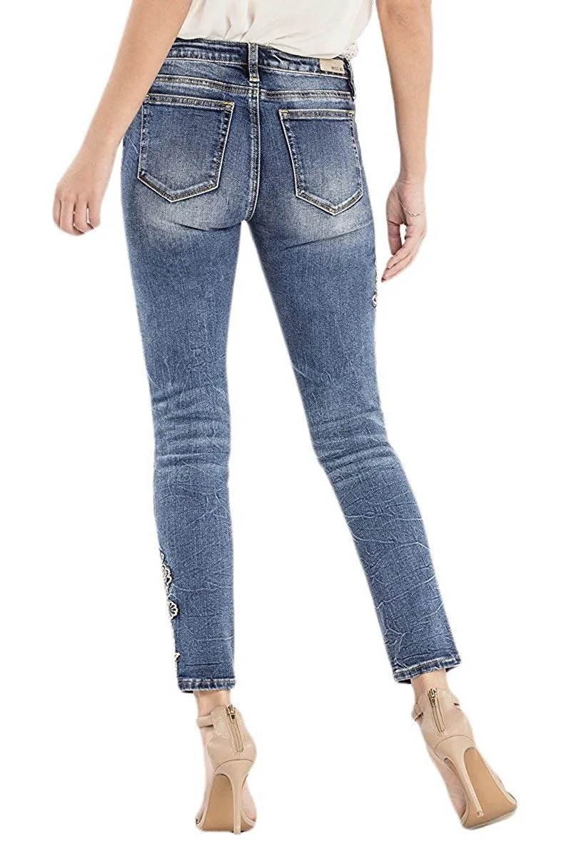 Enchanted Blooms Mid-Rise Ankle Skinny Jeans