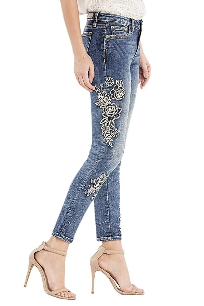 Enchanted Blooms Mid-Rise Ankle Skinny Jeans