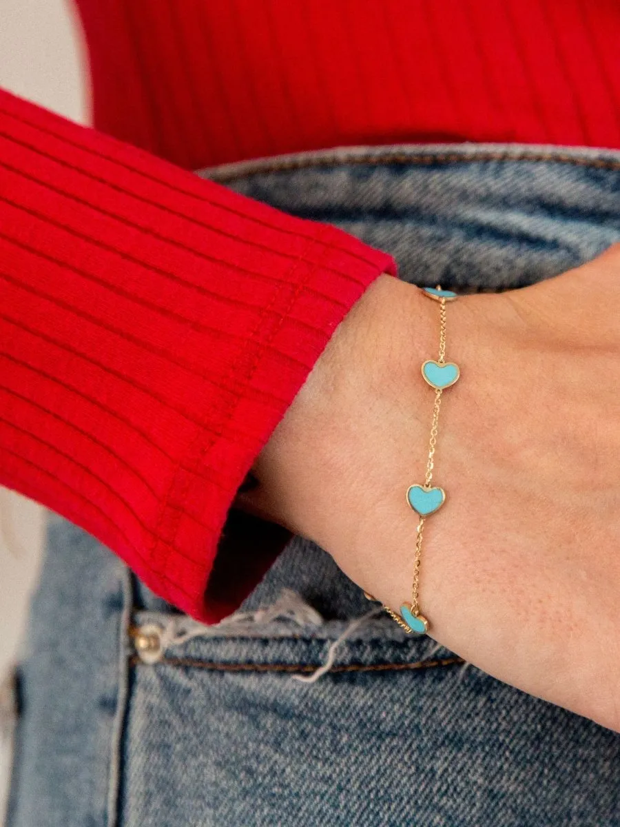 Endless Heart Turquoise Bracelet 14K