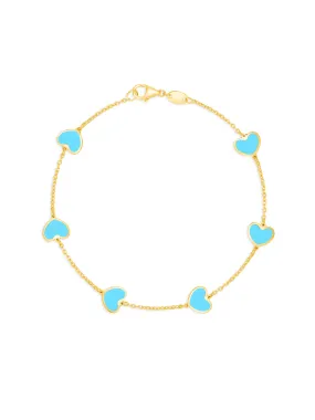 Endless Heart Turquoise Bracelet 14K