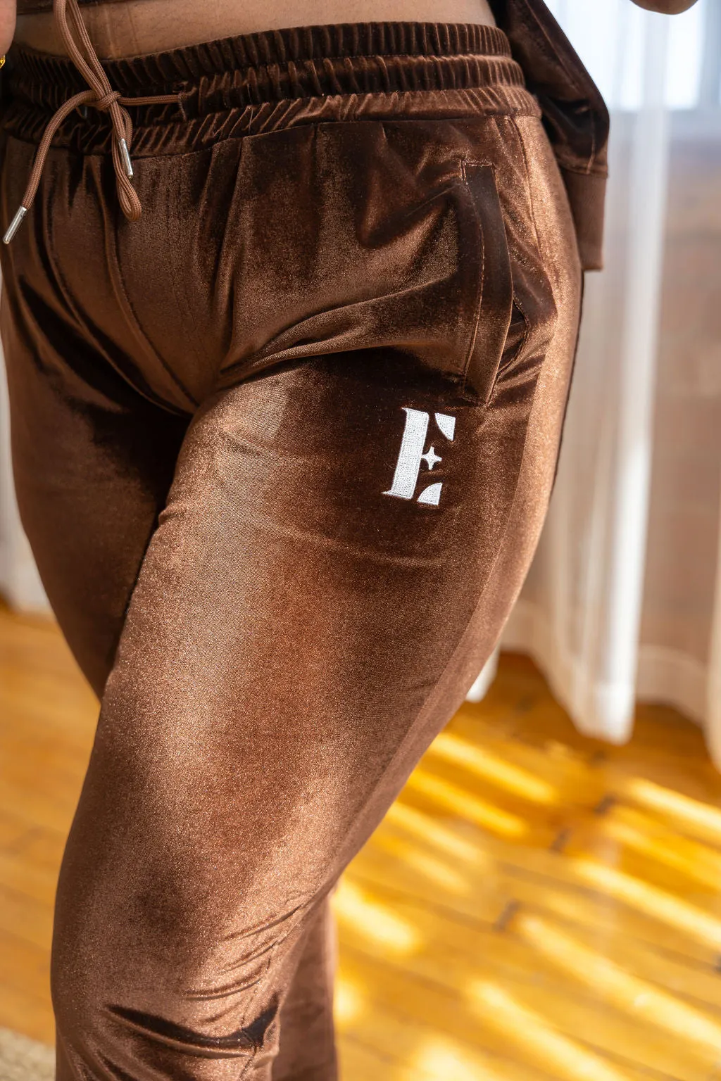 E's Element Chocolate Brown Velvet Jogger Set