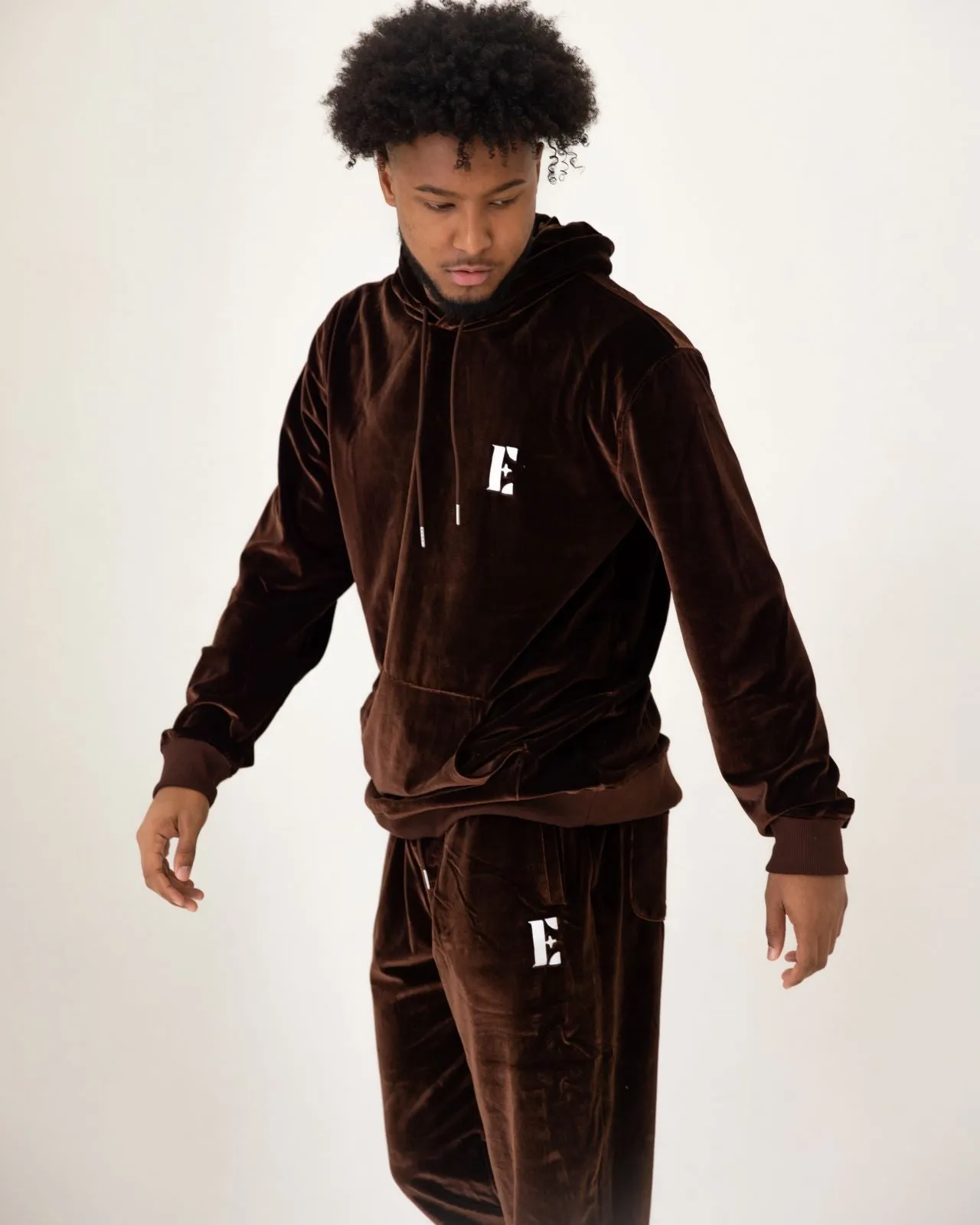 E's Element Chocolate Brown Velvet Jogger Set