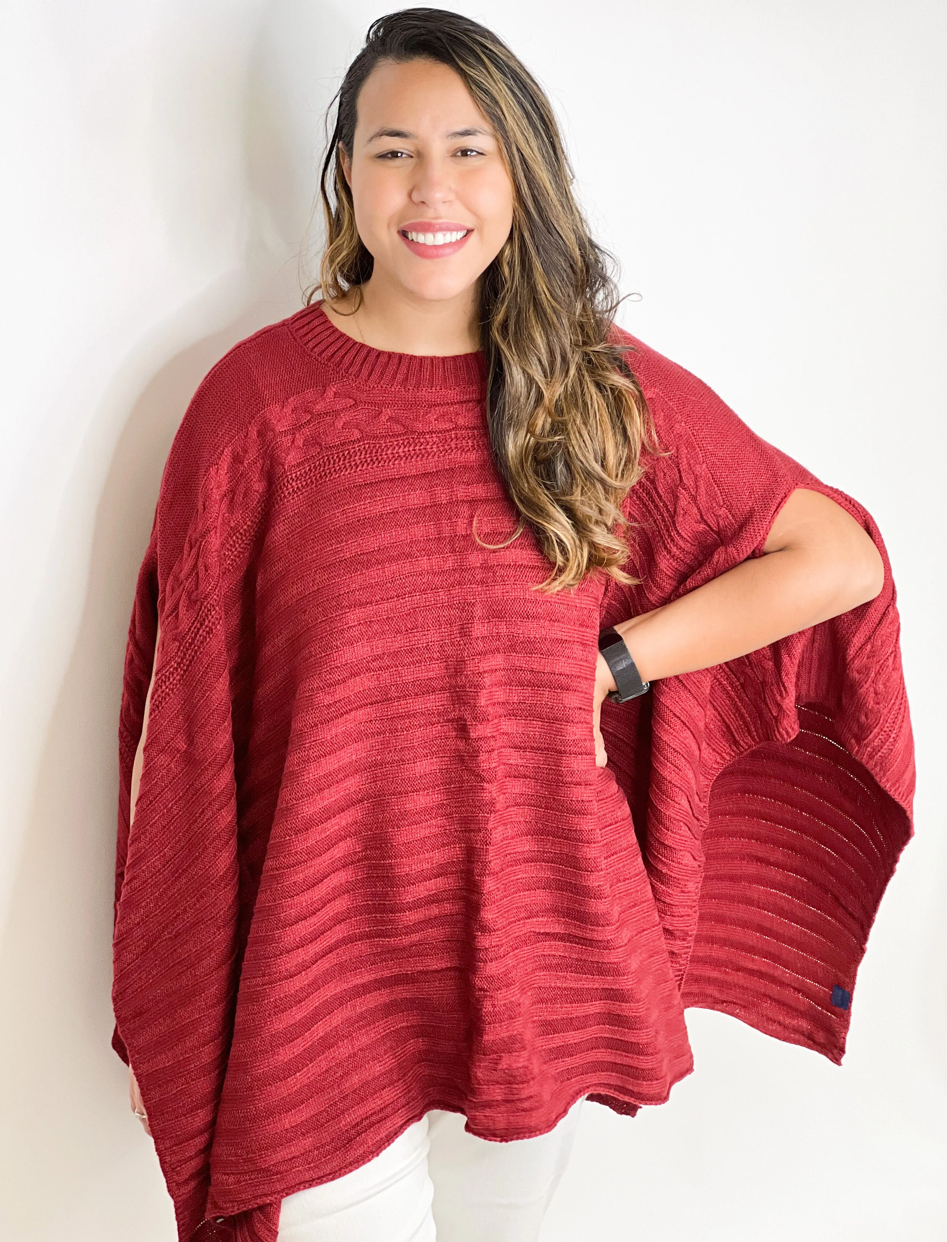 #ET6058 BAYSIDE - CABLE KNIT PONCHO