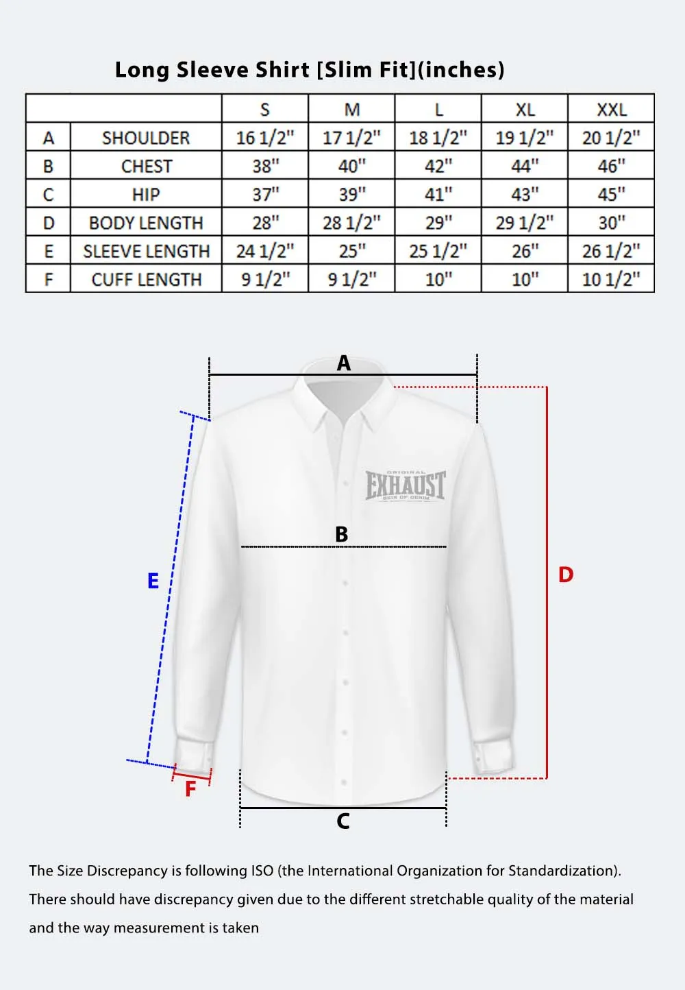 EXHAUST 100% Cotton Long Sleeve Shirt [Slim Fit] 1114