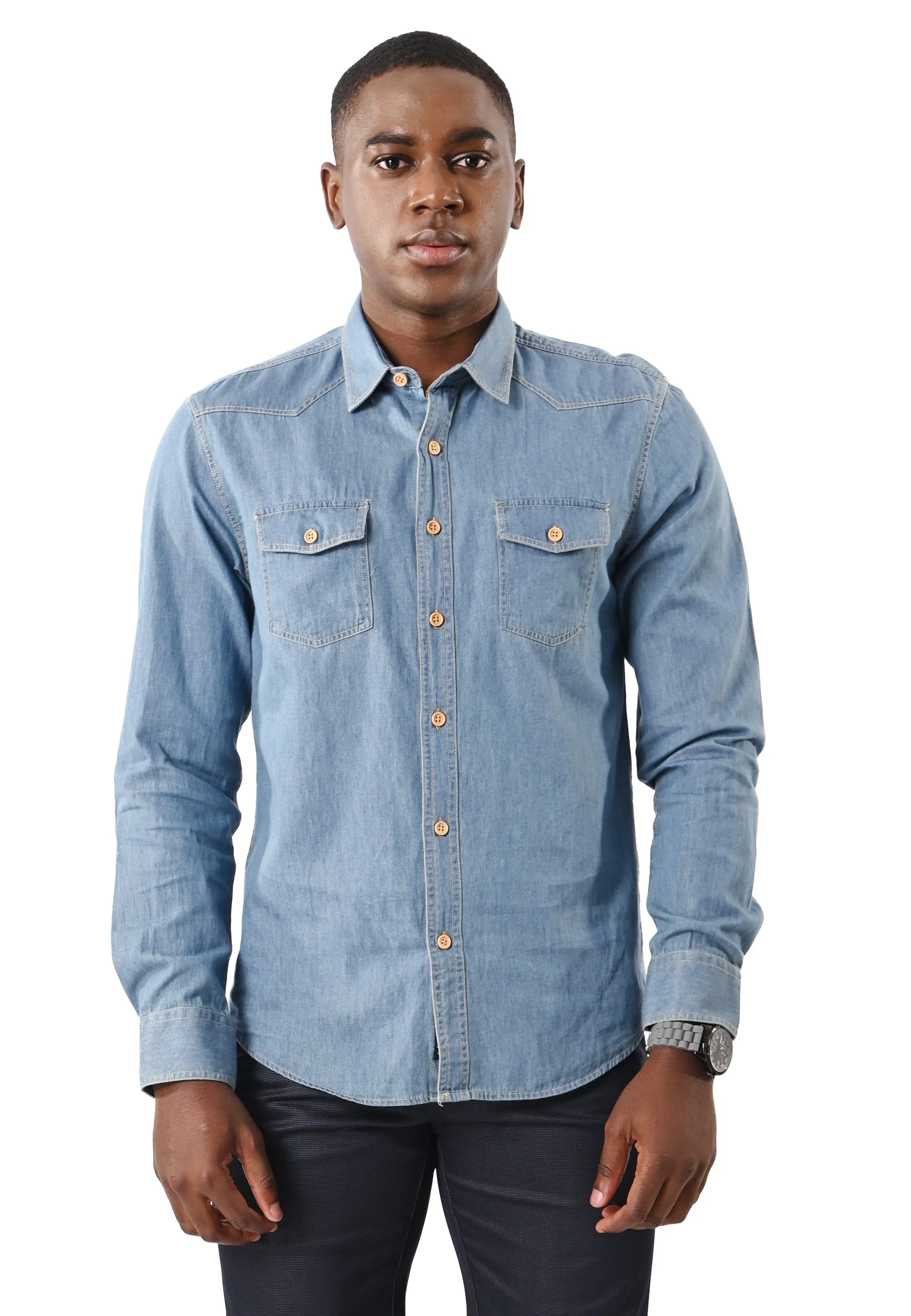 EXHAUST 100% Cotton Long Sleeve Shirt [Slim Fit] 1114