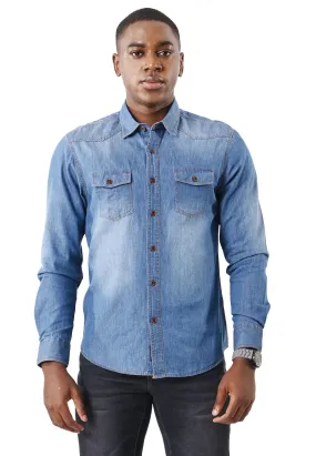 EXHAUST 100% Cotton Long Sleeve Shirt [Slim Fit] 1114