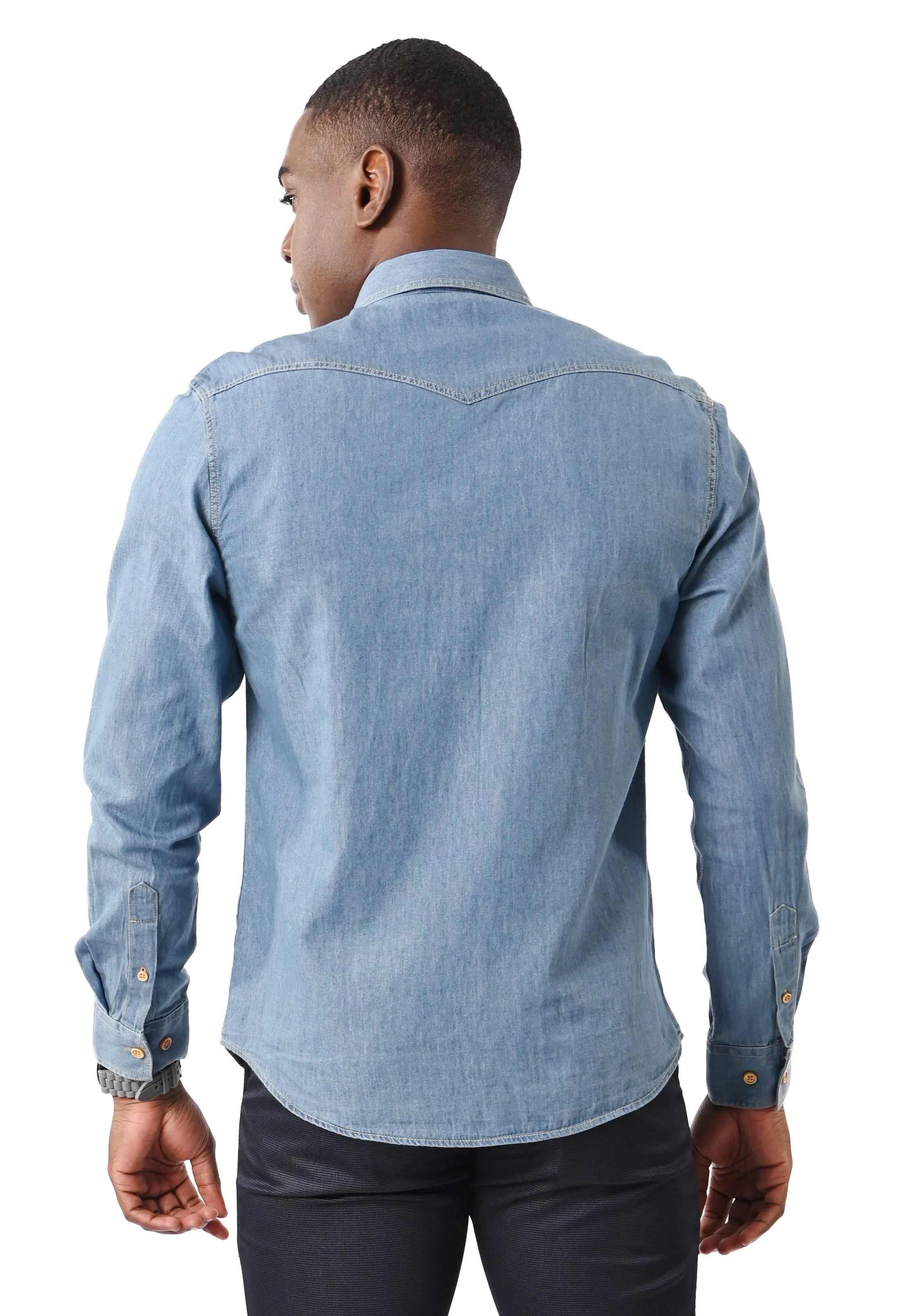 EXHAUST 100% Cotton Long Sleeve Shirt [Slim Fit] 1114