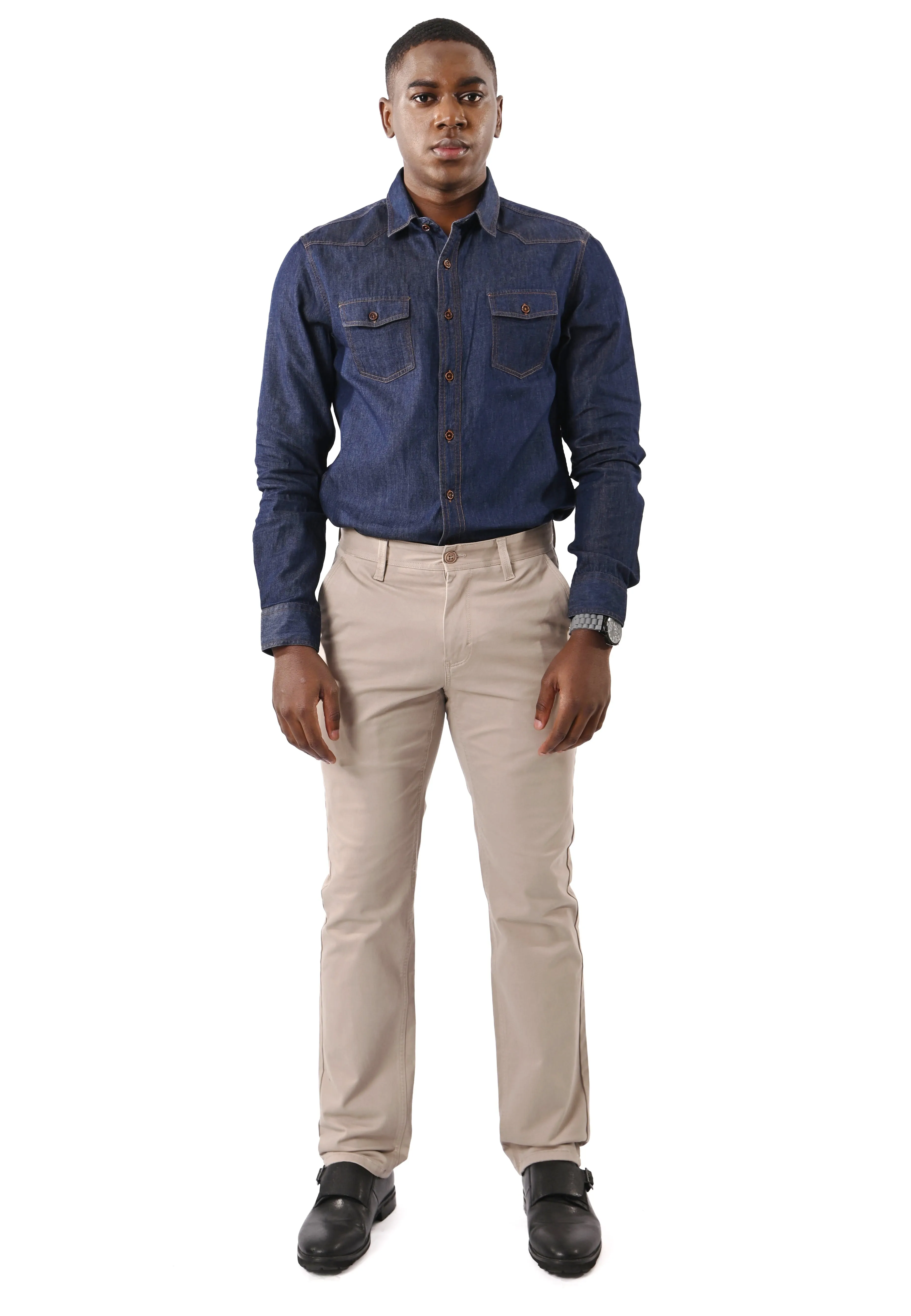 EXHAUST 100% Cotton Long Sleeve Shirt [Slim Fit] 1114