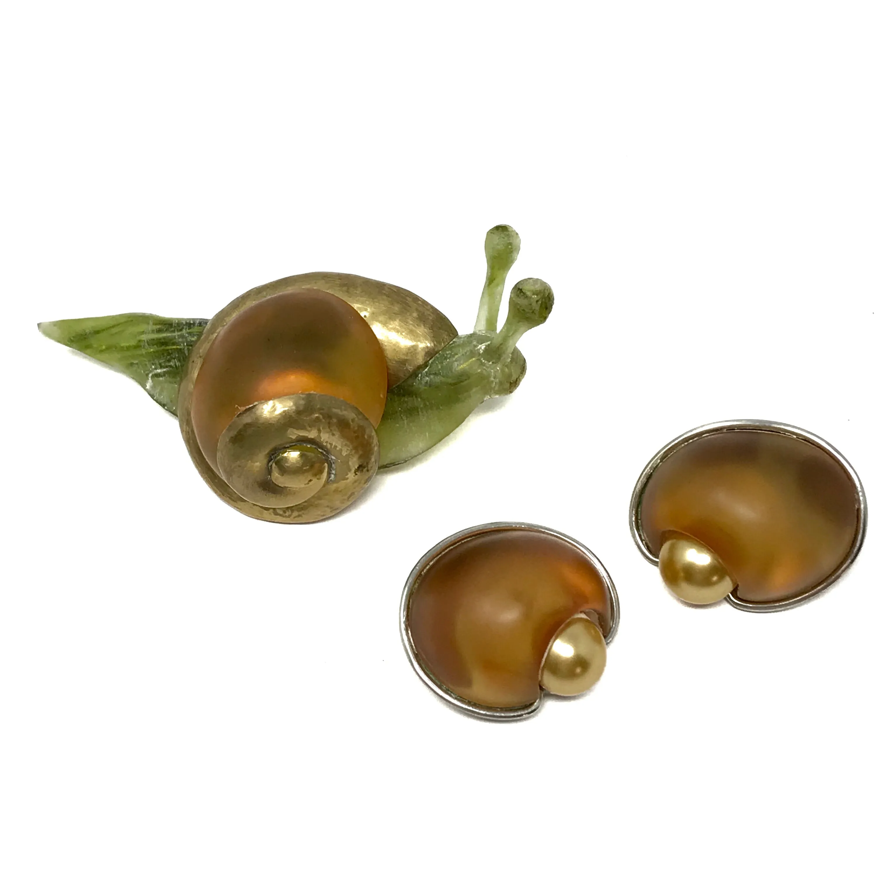 Fabrice Paris Snail Earring and Brooch Pin Set