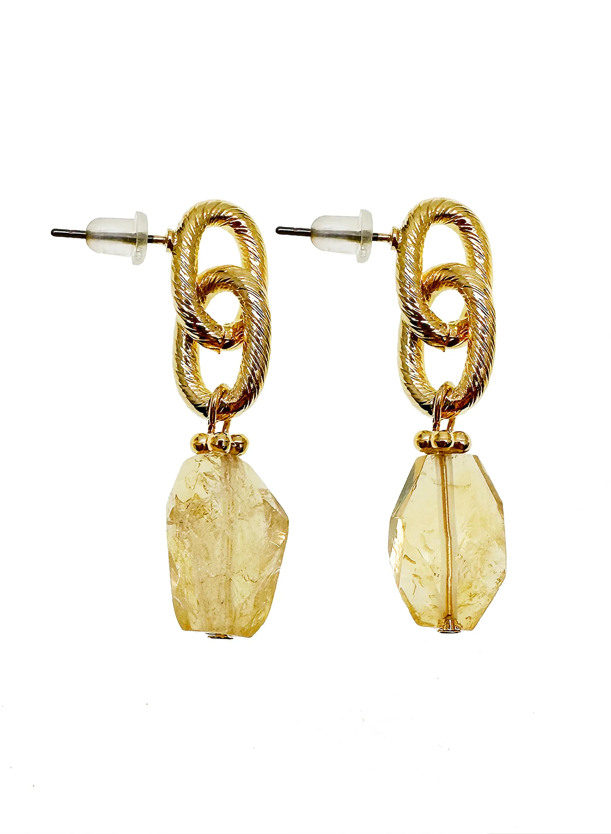 Faceted Citrine Chain Earrings JE012