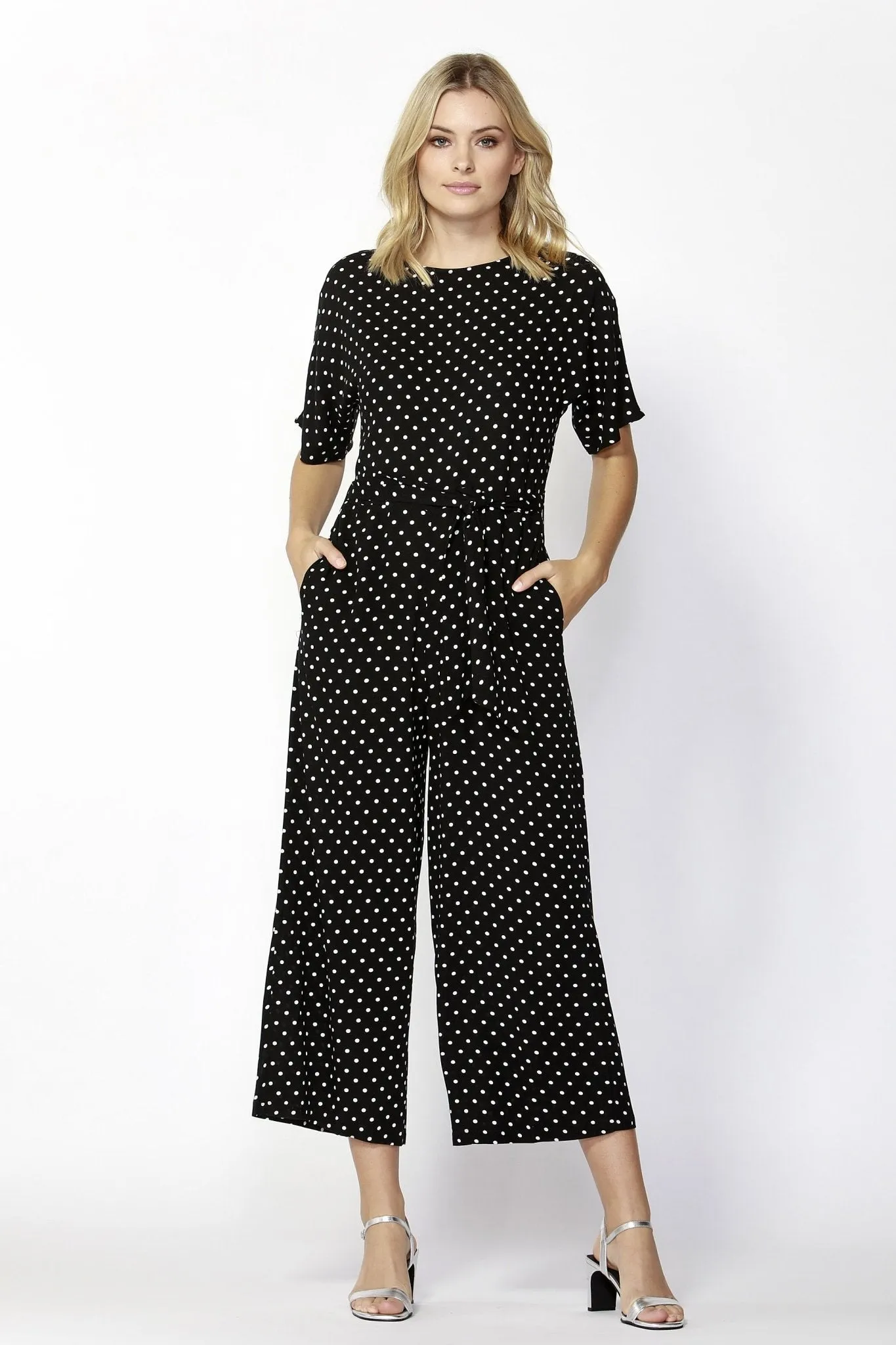 Fate   Becker Paris Nights Jumpsuit in Black / White Dots