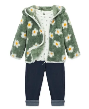 Floral 3-Piece Sherpa Jacket Set (2T-4T)