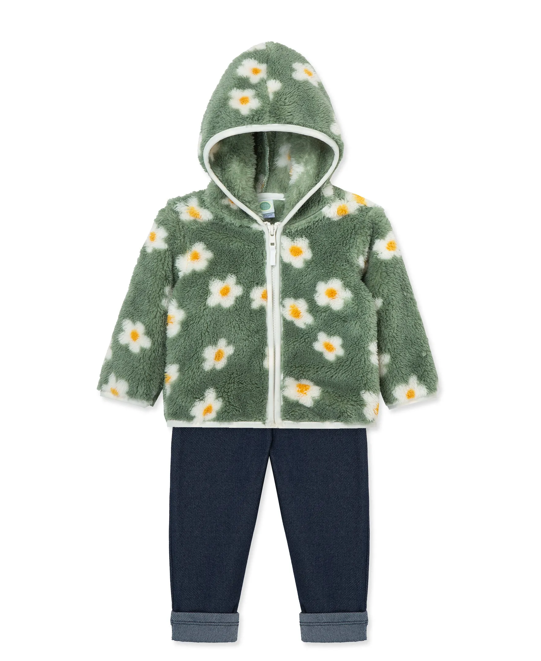 Floral 3-Piece Sherpa Jacket Set (2T-4T)