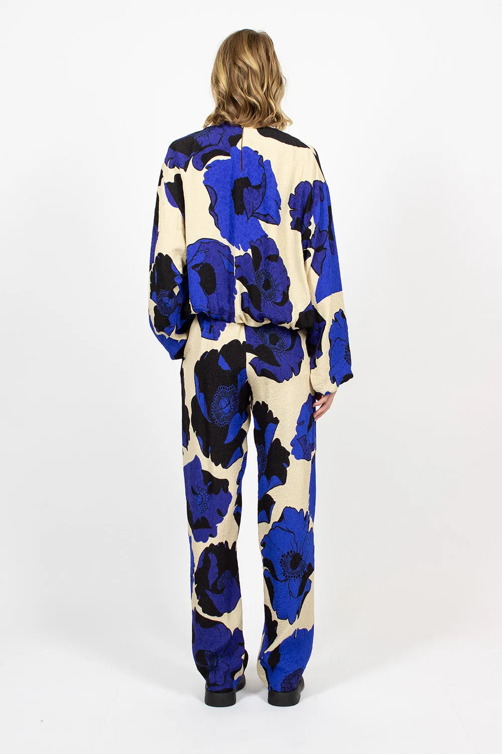 Fluid Floral Trousers Blue