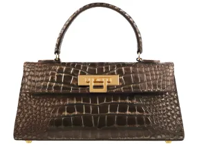 Fonteyn East West Orinoco 'Croc' Print Calf Leather Handbag - Bronze