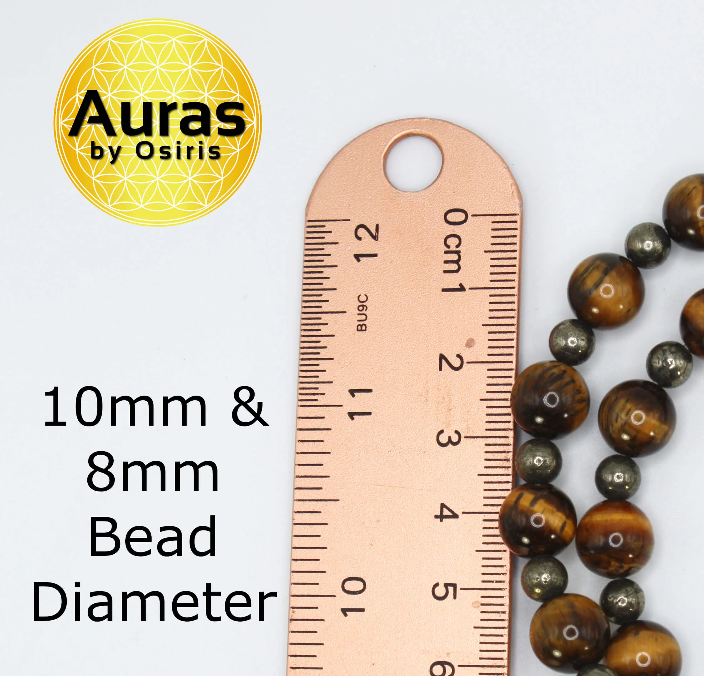 Genuine Tiger Eye and Pyrite Necklace - Gift for Men/Women - 10mm and 6mm Beaded Necklace