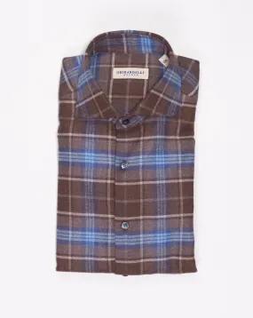 Ghirardelli Flannel Tartan Washed Shirt / Brown & Blue