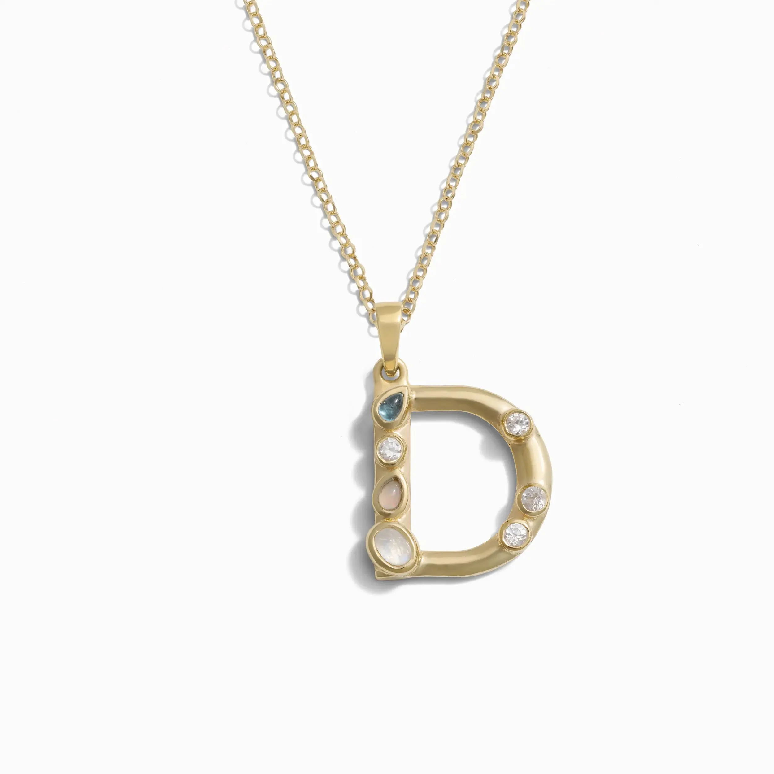 Gold Gemstone Initial Necklace