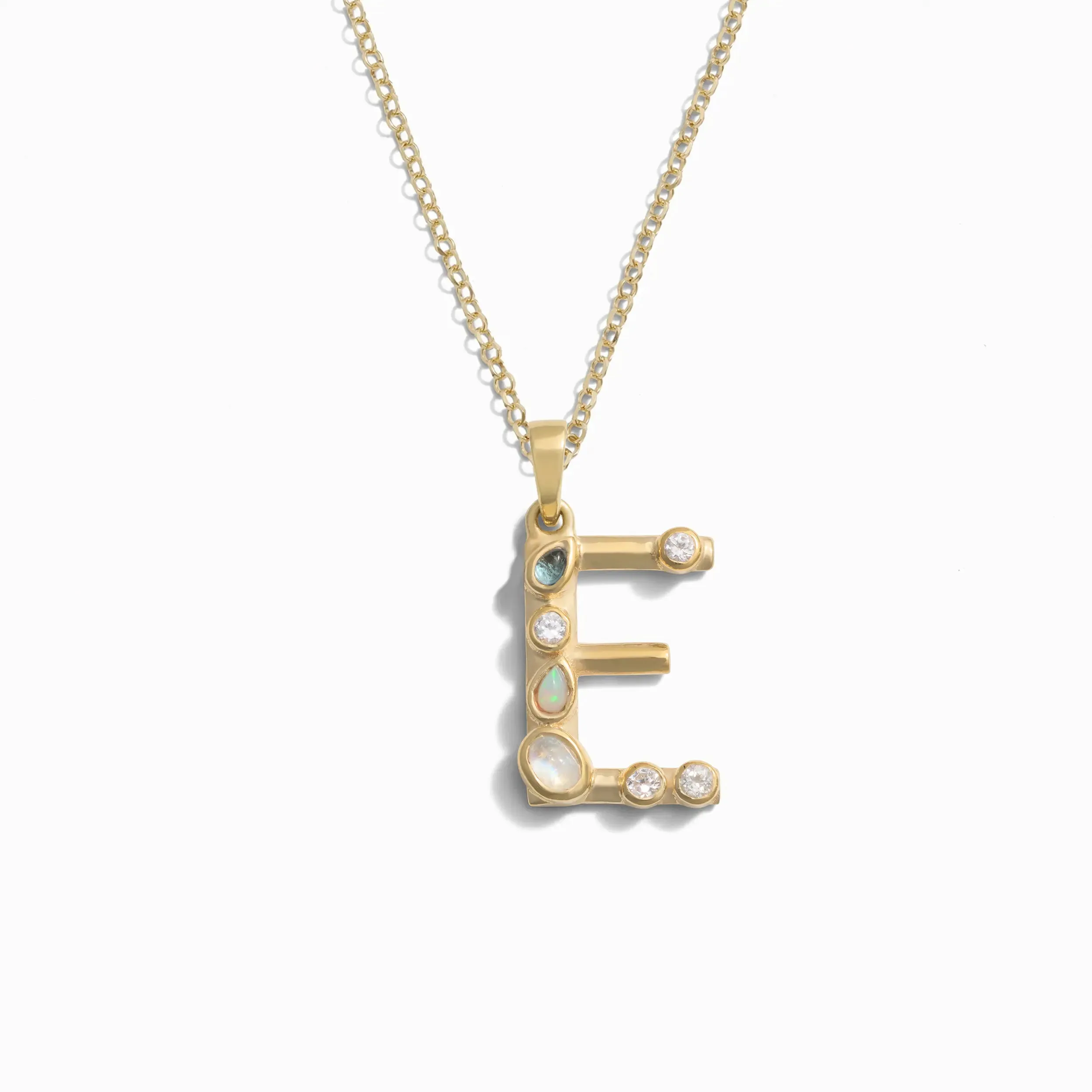 Gold Gemstone Initial Necklace