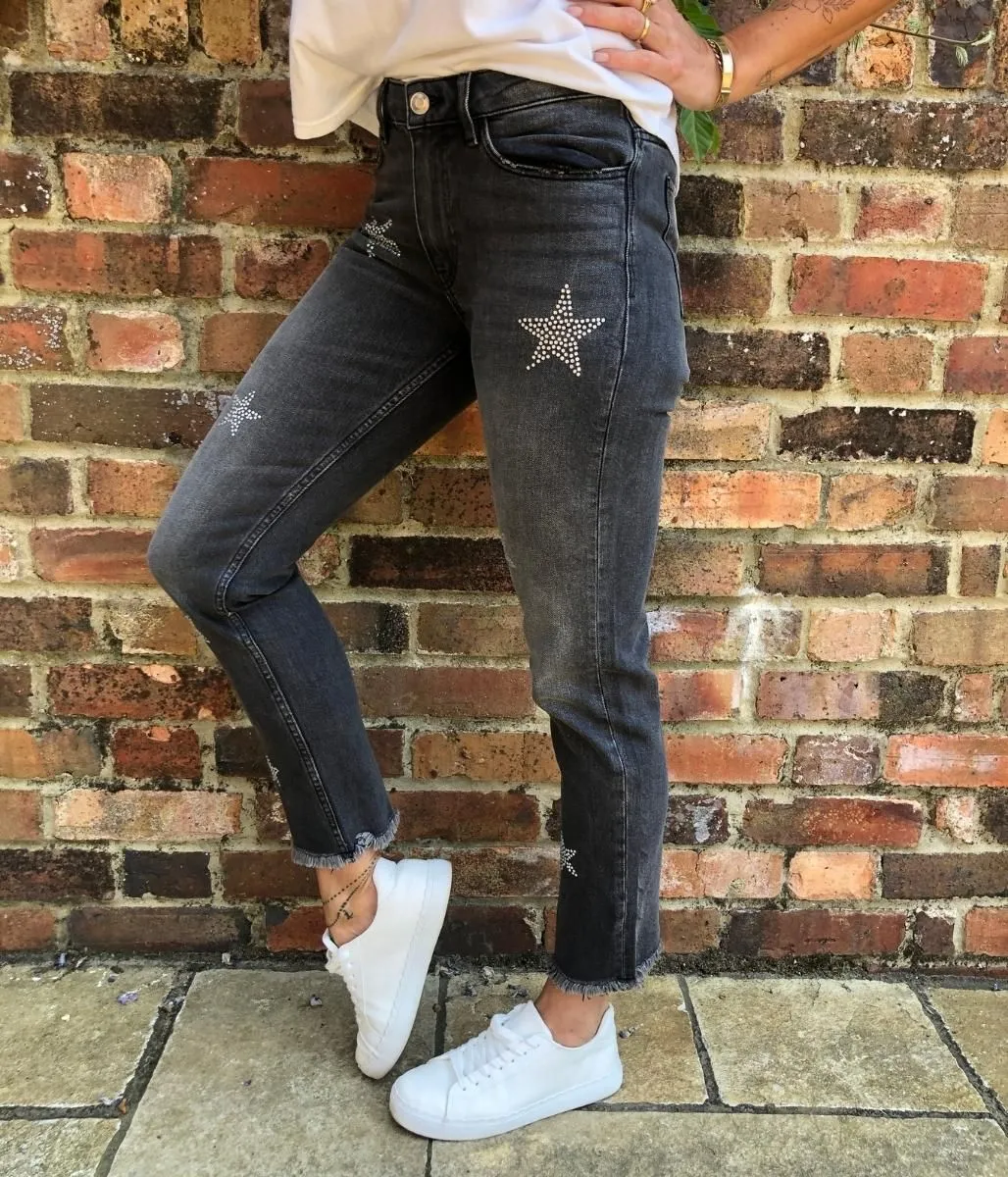 Grey Embellished Star Jeans