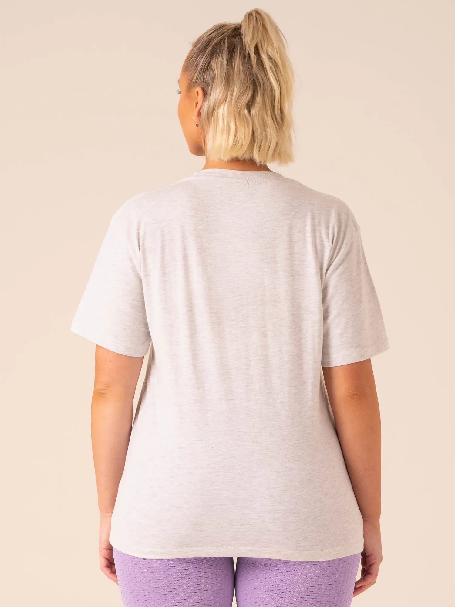 Grit Oversized T-Shirt - Snow Marl/White