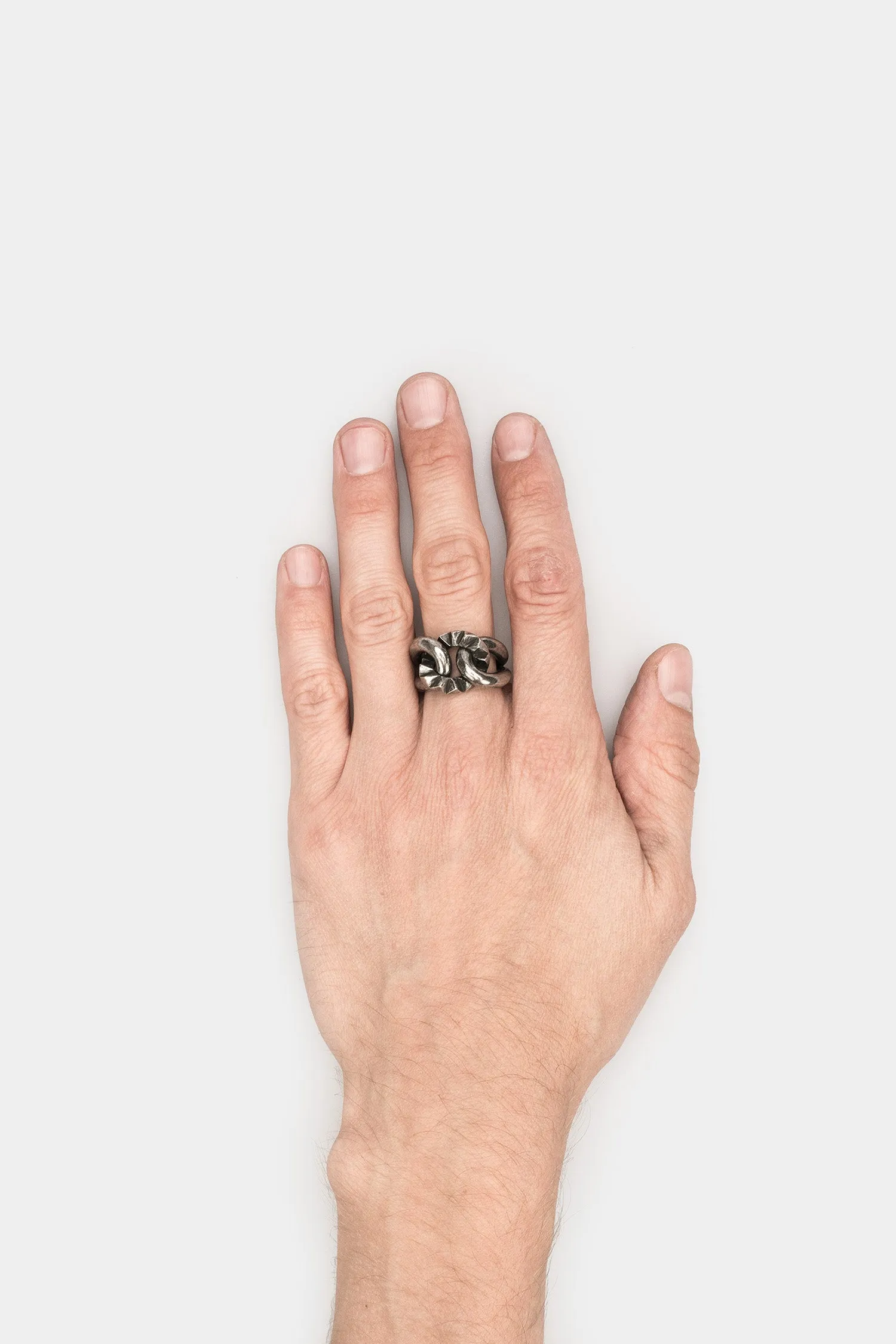 Groumette studded silver ring