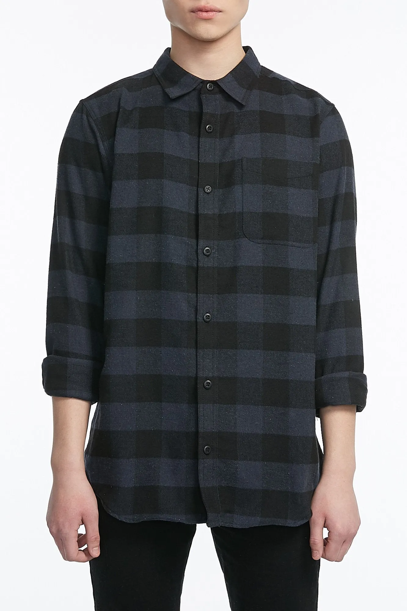 Guys Basic One Pocket Flannel Shirt