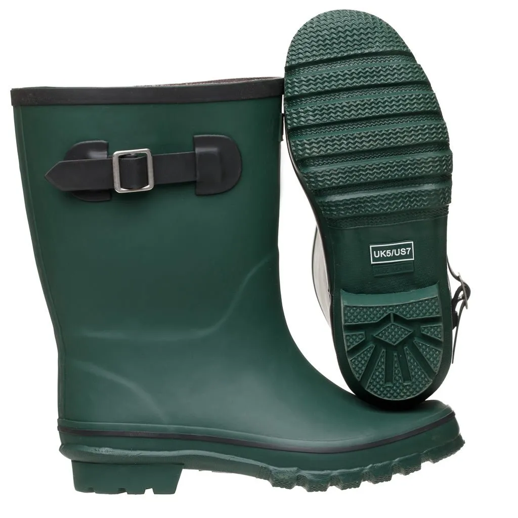 Half Height Dark Green Wellies - Wide Foot & Ankle