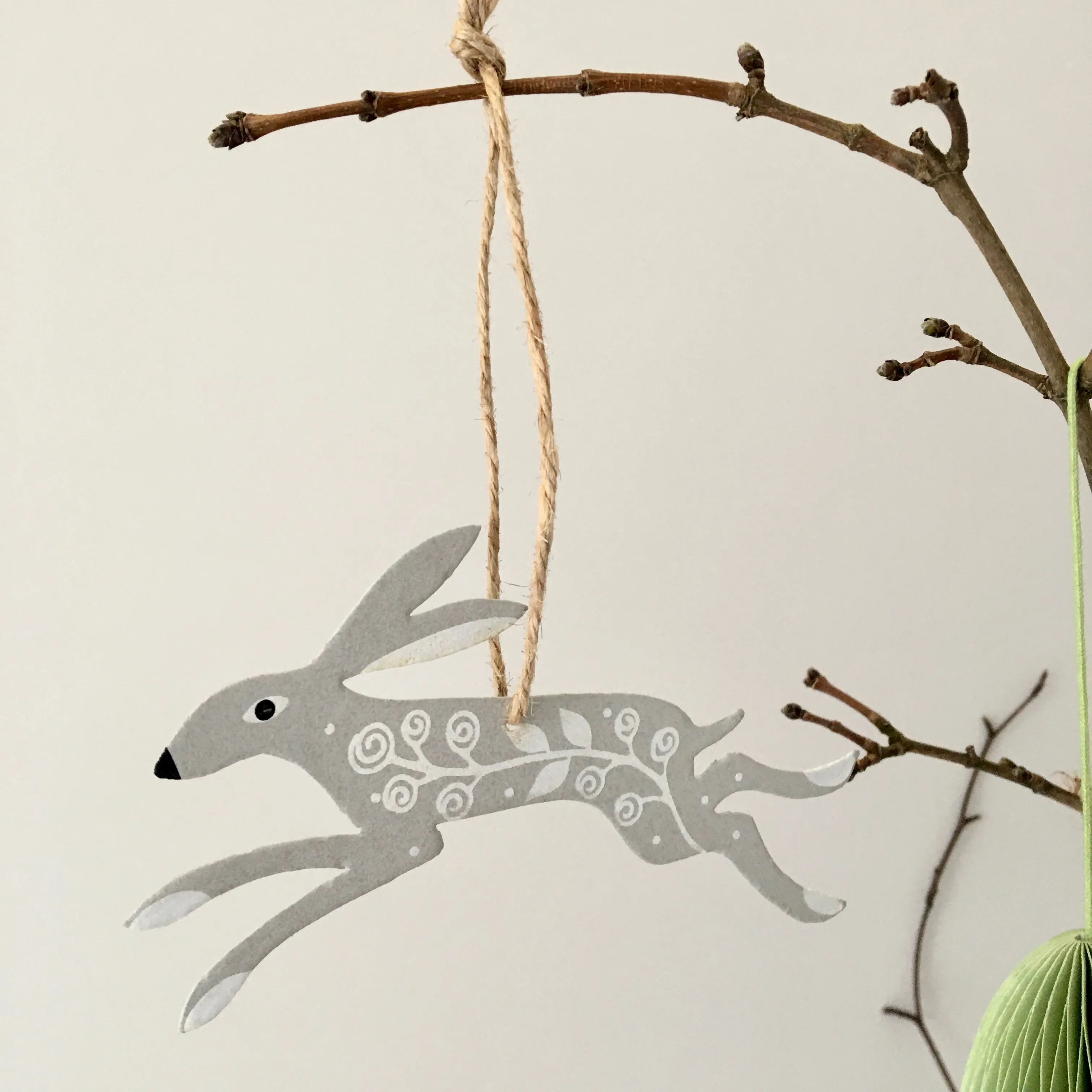 Hand Painted Tin Hares - Set of 3