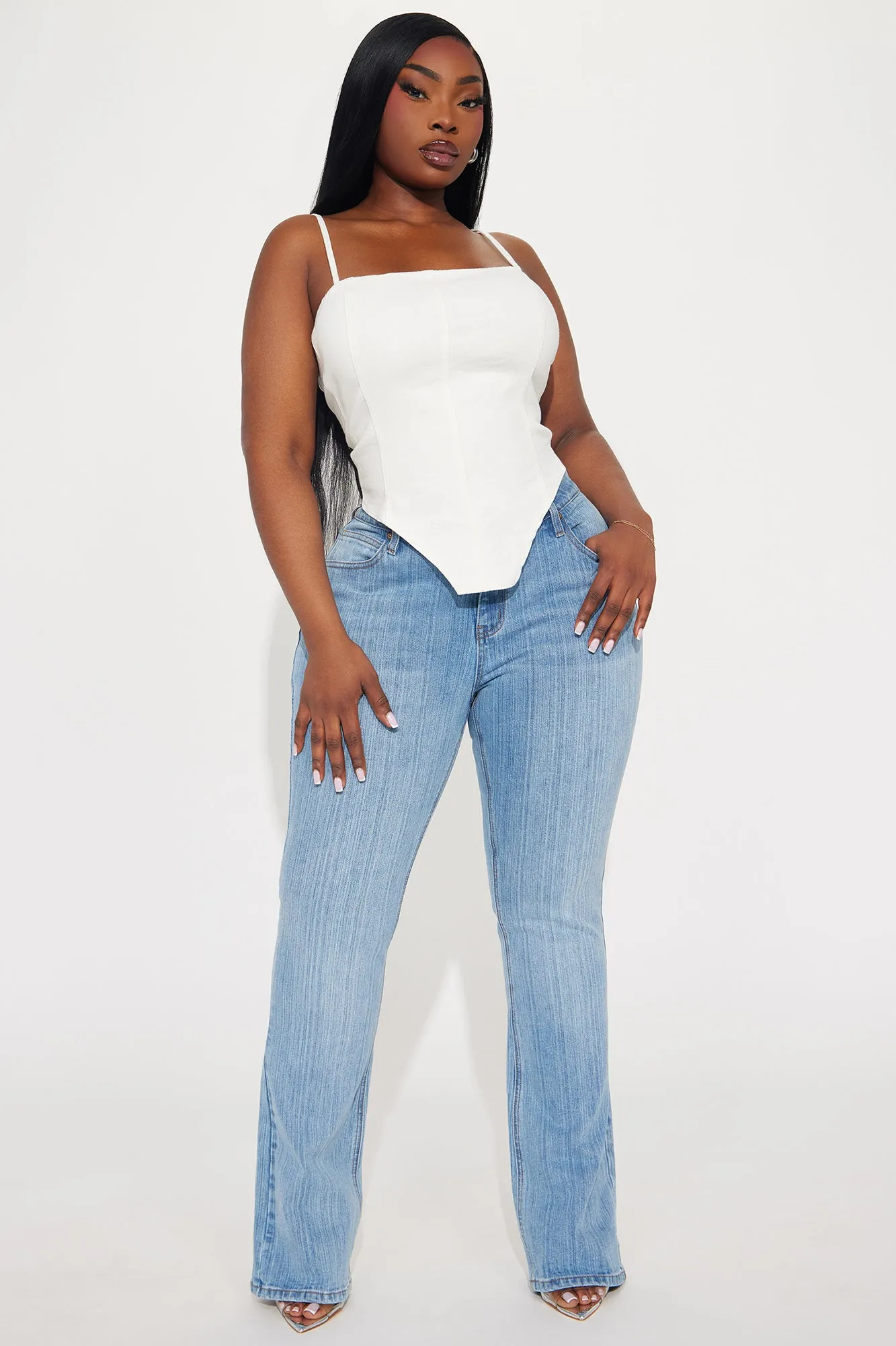 Harley Denim Corset Top - White