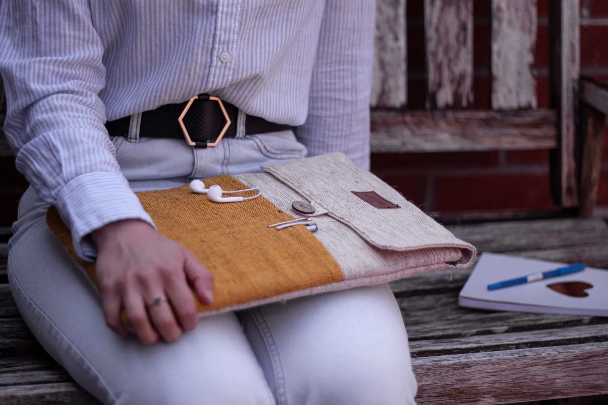 Hemp Laptop Case || Handmade & Eco-Friendly- Yellow