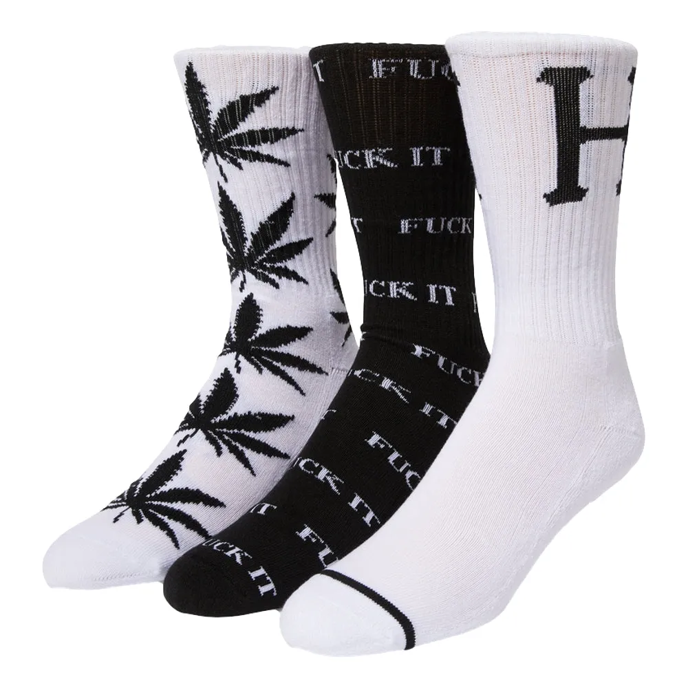 HUF HUF VARIETY 3 PACK SOCK-BLACK