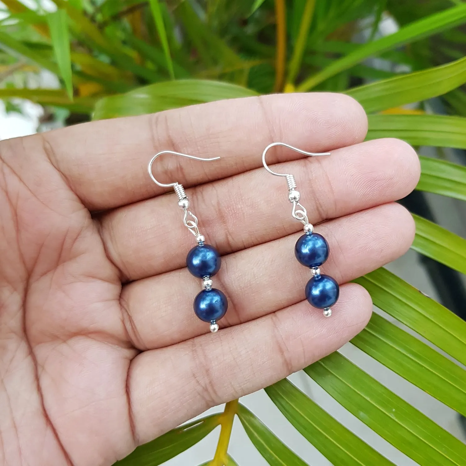 Imeora Blue 8mm Shell Pearl Earrings