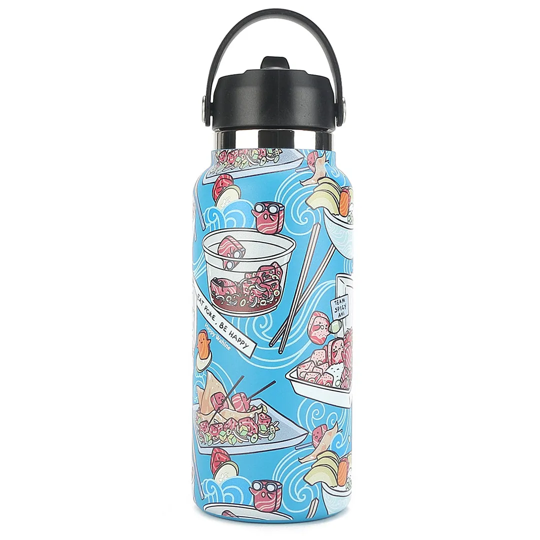 Insulated Water Bottle 32oz Poke Competition Blue