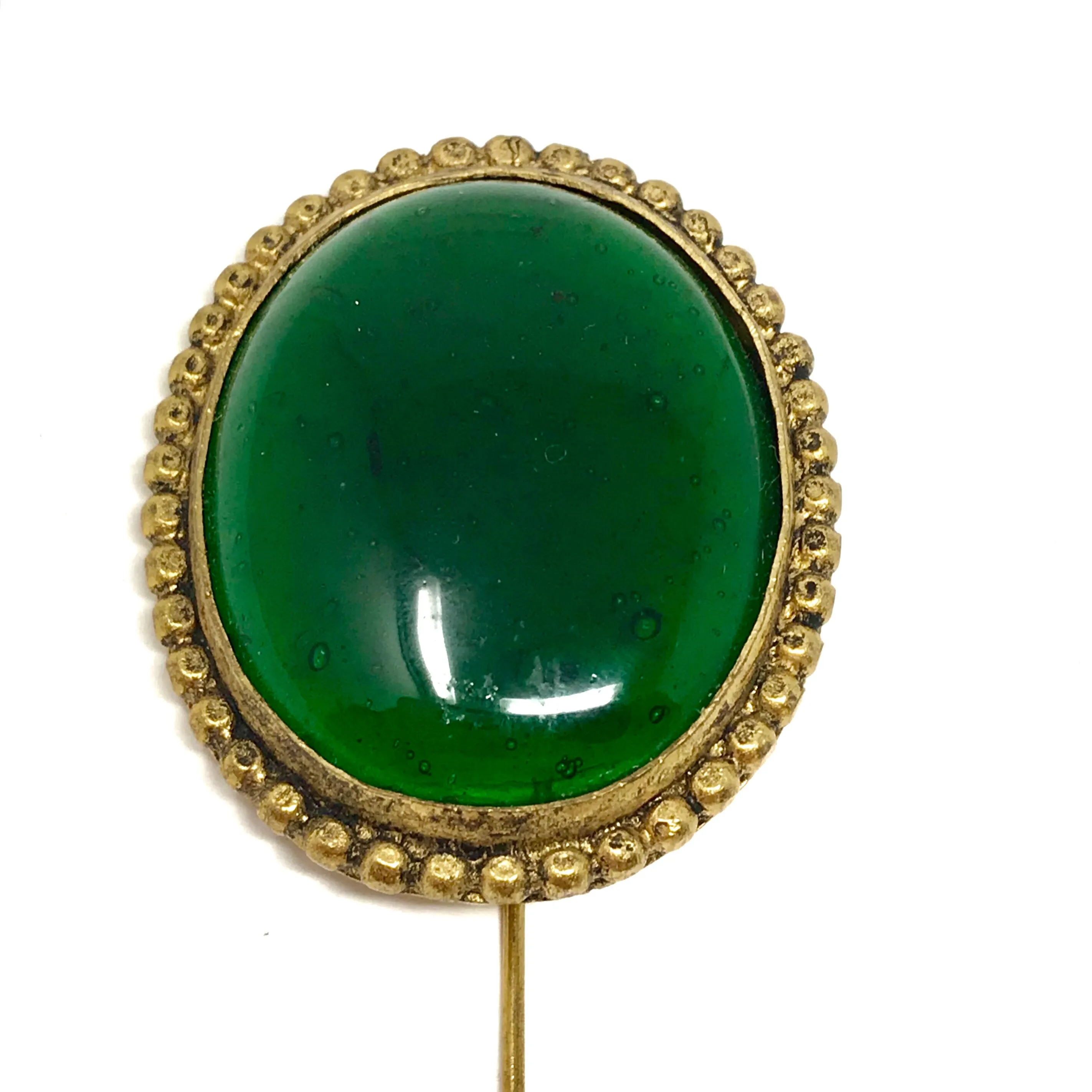 Isabel Canovas Vintage 80's Green Circle Gold Brooch Pin