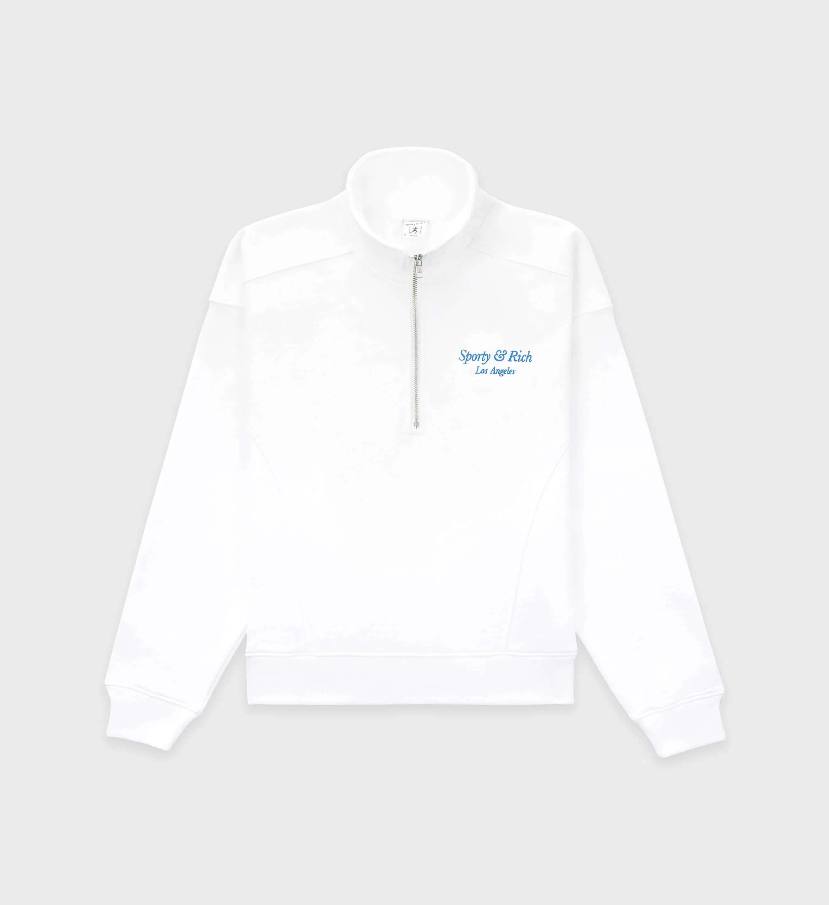 Italic Logo Quarter Zip - White/Malibu Blue