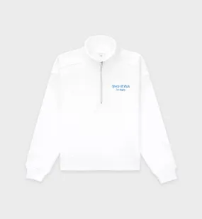 Italic Logo Quarter Zip - White/Malibu Blue