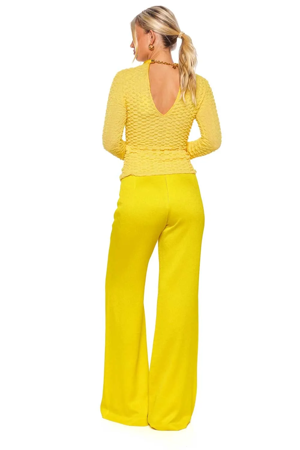 Jari Yellow Textured Long Sleeve Top