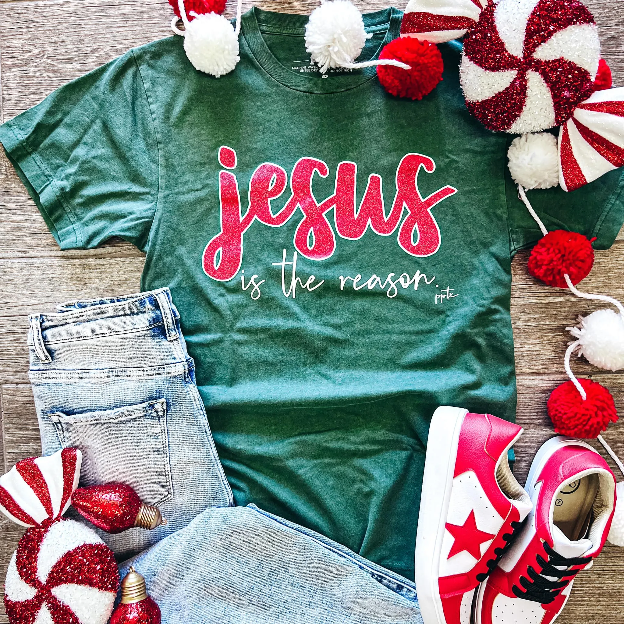 Jesus is the Reason Glitter Graphic Tee