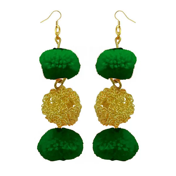 Jeweljunk Green Pompom Thread Earrings