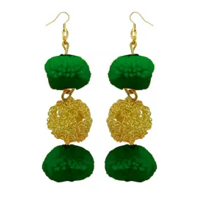 Jeweljunk Green Pompom Thread Earrings