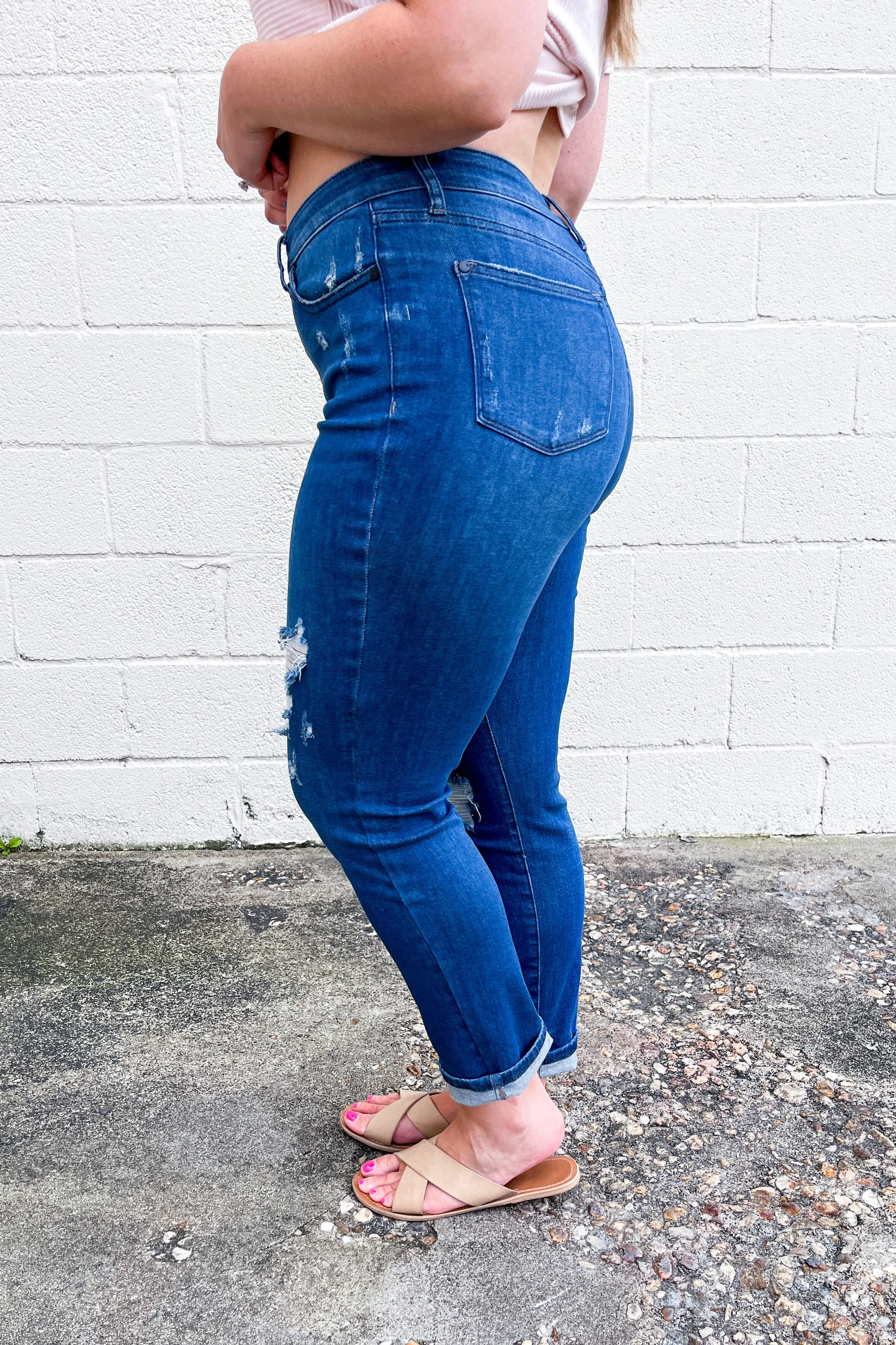 Judy Blue Marshall High Rise Zig Zag Button Fly Boyfriend Jeans