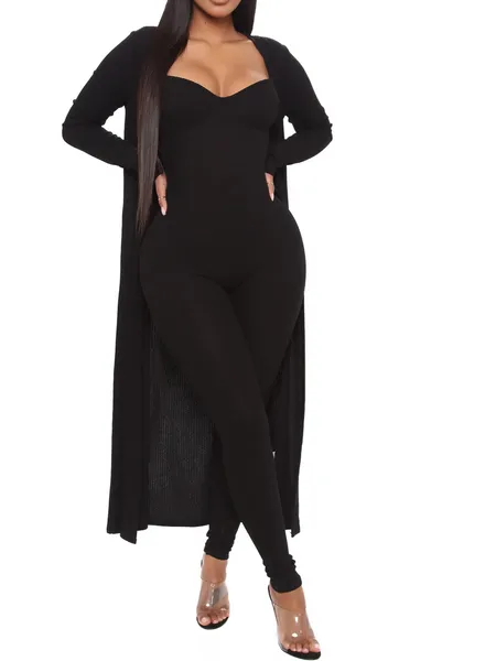 Jumpsuit Set with Loose Long-Sleeved Jacket