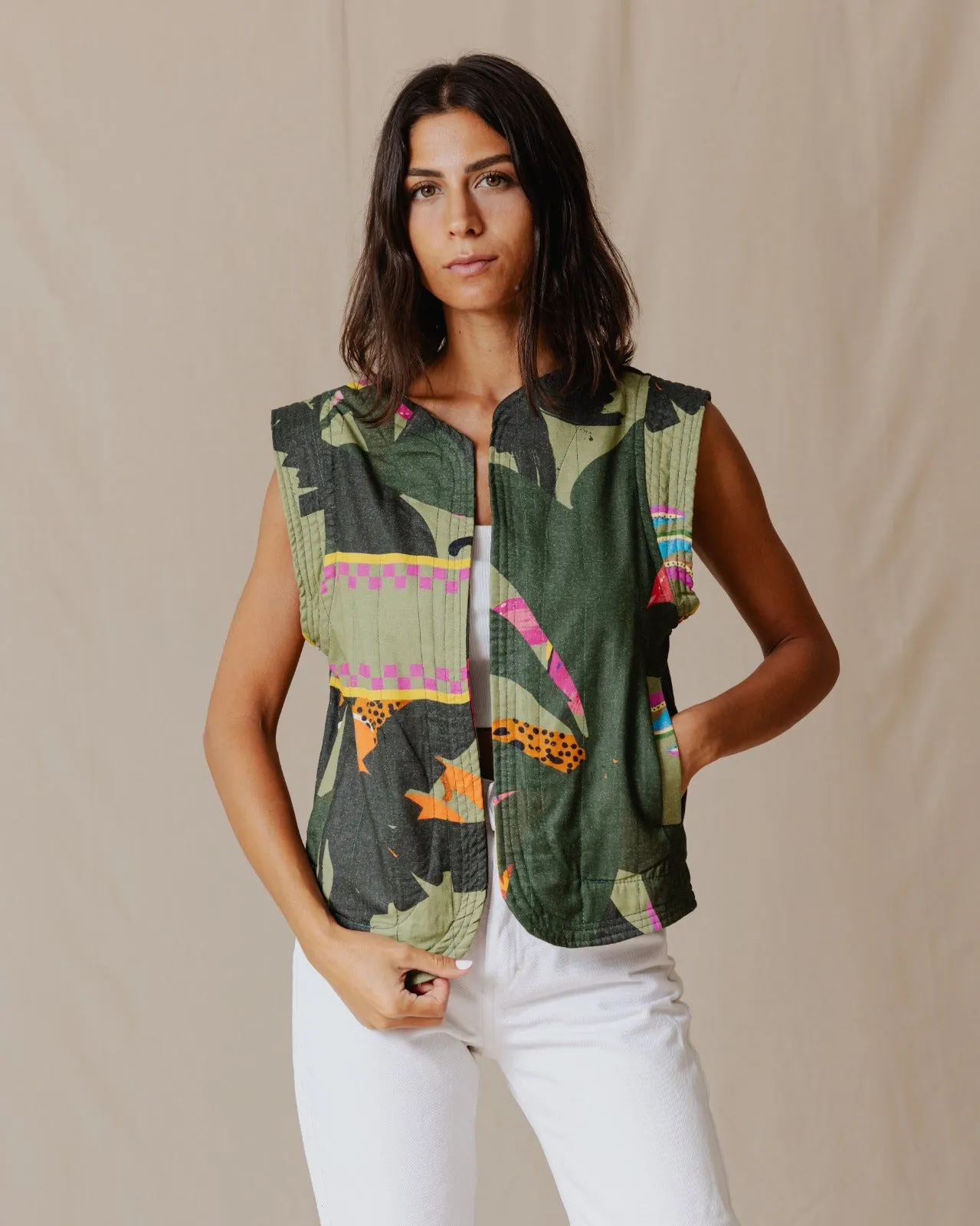 Jungle Leaves Quilted Vest